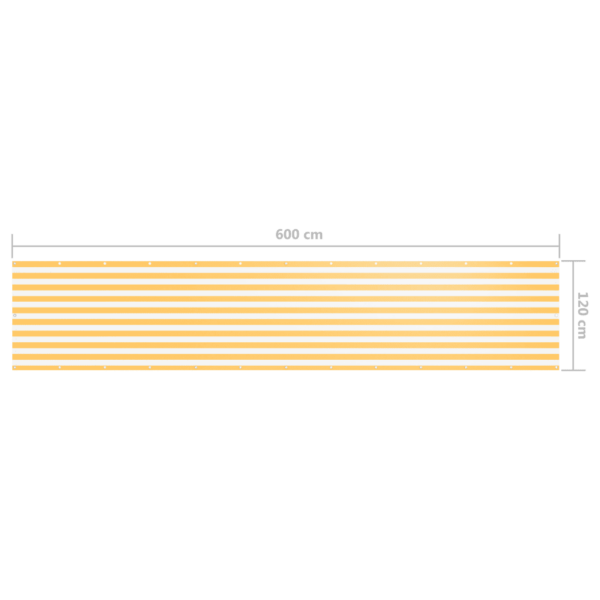 Veekindel rõdusirm privaatsuseks, valge-kollane, 120 x 600 cm, PU-kattega oxford-kangas – 5