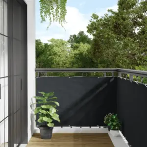Veekindel privaatsust tagav rõdusirm, antratsiithall PU-kattega oxford-kangas, 90 x 500 cm