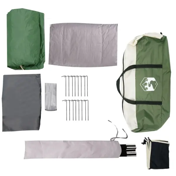 Veekindel tunneltüüpi peretelk 6 inimesele, roheline, PU-kattega 185T polüester, 2 magamisala, 564 x 260 x 185 cm – 11