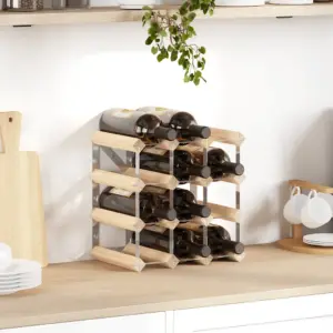 Veiniriiul 12 pudelile, männipuit ja tsingitud teras, 32,5 x 22,5 x 32,5 cm