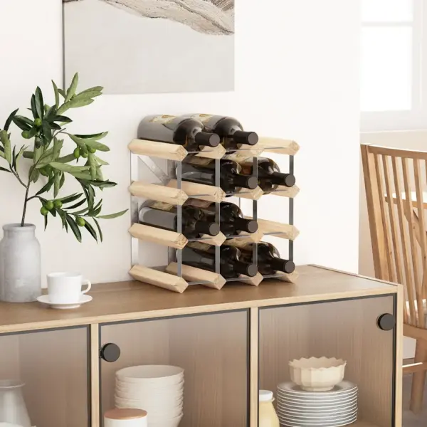 Veiniriiul 12 pudelile, männipuit ja tsingitud teras, 32,5 x 22,5 x 32,5 cm – 3