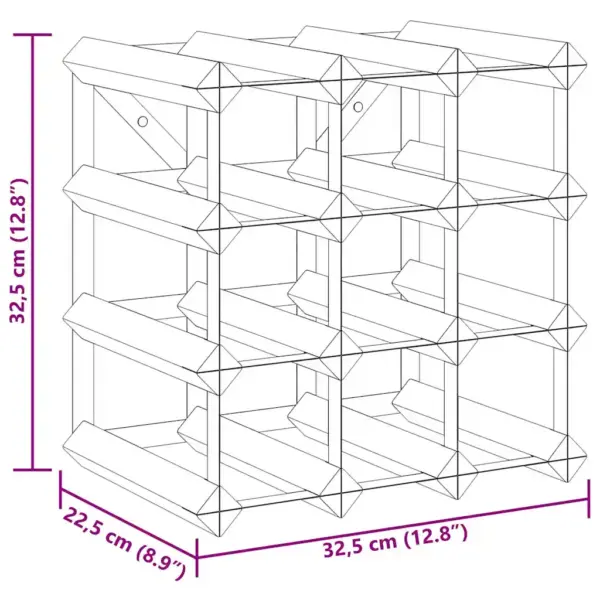 Veiniriiul 12 pudelile, männipuit ja tsingitud teras, 32,5 x 22,5 x 32,5 cm – 10