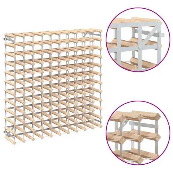 Veiniriiul 120 pudelile männipuidust ja tsingitud terasest, 110 x 22,5 x 110 cm, beež – 8