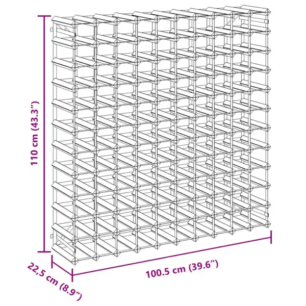 Veiniriiul 120 pudelile männipuidust ja tsingitud terasest, 110 x 22,5 x 110 cm, beež – 9