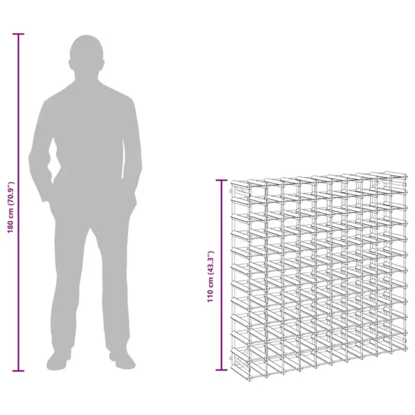 Veiniriiul 120 pudelile männipuidust ja tsingitud terasest, 110 x 22,5 x 110 cm, beež – 10