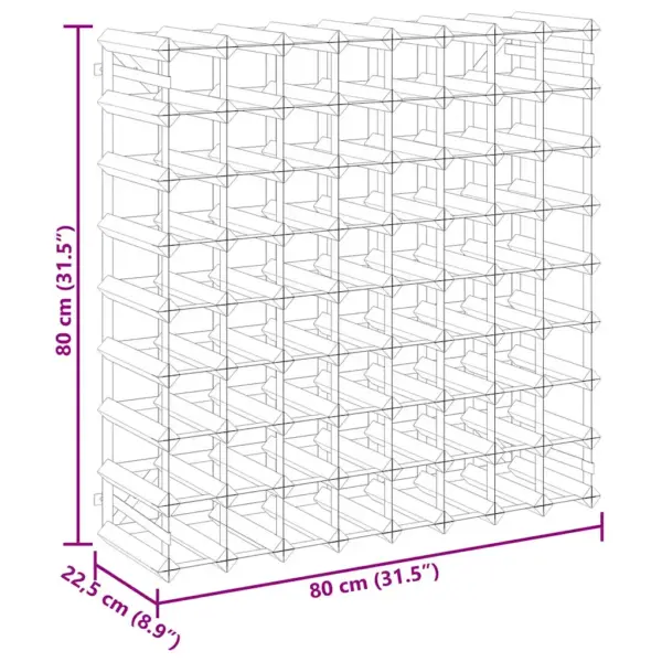 Veiniriiul 72 pudelile, männipuit ja tsingitud teras, 80 x 22,5 x 80 cm – 9