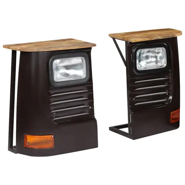 Tööstusliku stiiliga veoautokujuline kummutkapp, mangopuit ja teras, tumehall, 108 x 30 x 72 cm – 6