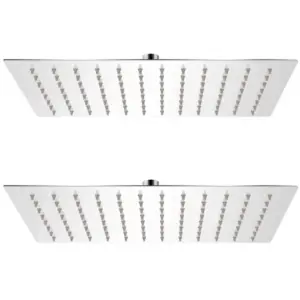 Ristkülikukujuline vihmadušipeade komplekt, 2 tk, roostevaba teras, hõbedane, 30 x 20 cm