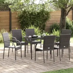 Virnastatavad aiatoolid, 6 tk, pruun polürotang, pulbervärvitud terasraamiga