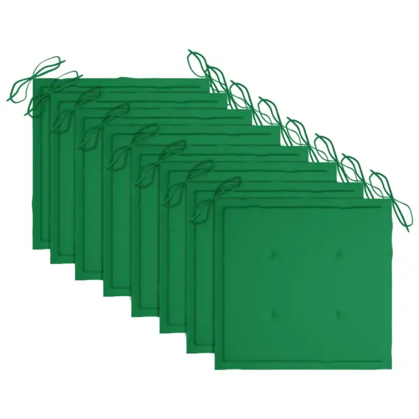 Virnastatavad tiigipuidust aiatoolid patjadega, 8 tk, roheline, 60 x 57,5 x 90 cm – 7