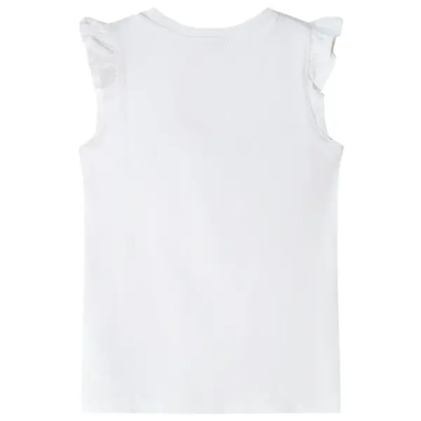 Volangidega laste T-särk sädelevate detailidega, ekrüü, suurus 140 – 2