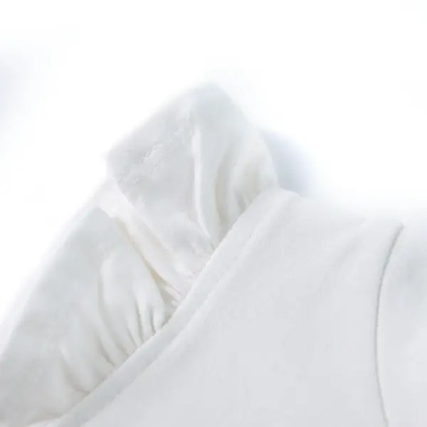 Volangidega laste T-särk sädelevate detailidega, ekrüü, suurus 140 – 4