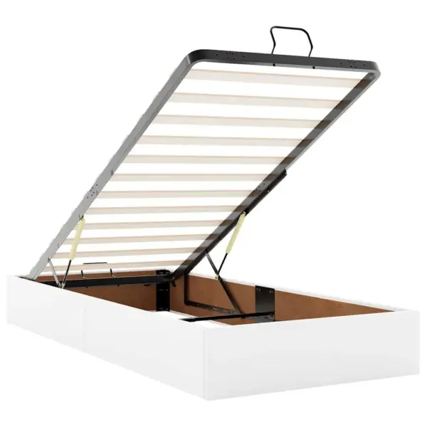 Voodialuse panipaigaga tõstemehhanismiga üheinimese voodi madratsi ja kattemadratsiga, valge kunstnahk, 100 x 200 cm – 12