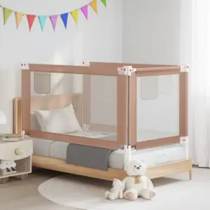 Voodipiire väikelapse voodile, pruunikashall, reguleeritav kõrgus 70–95 cm, 150 x 25 cm, kangas