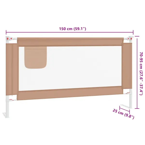Voodipiire väikelapse voodile, pruunikashall, reguleeritav kõrgus 70–95 cm, 150 x 25 cm, kangas – 9