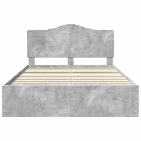 Voodiraam 6 sahtliga ja peatsiga, betoonhall tehispuit, 150 x 200 cm – 8