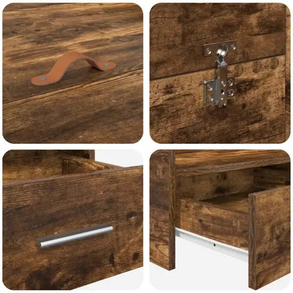 Kaheinimese voodiraam hoiukastidega, suitsetatud tamm, 140 x 200 cm, tehispuit – 9