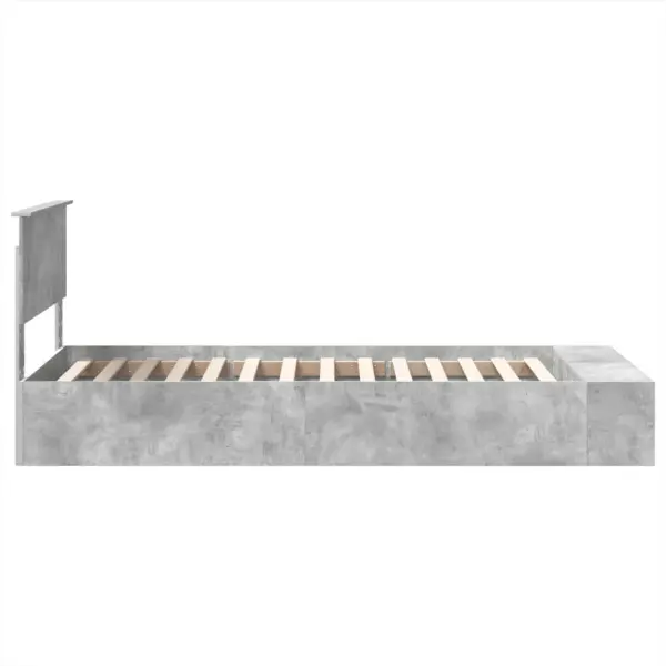 Ühe inimese voodiraam hoiuriiulitega ja peatsiga, betoonhall tehispuit, 90 x 200 cm – 8