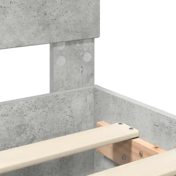 Ühe inimese voodiraam hoiuriiulitega ja peatsiga, betoonhall tehispuit, 90 x 200 cm – 10