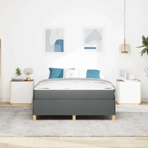 Polsterdatud voodiraam panipaikade ja madratsiga, tumehall kangas, 140 x 190 cm – 3