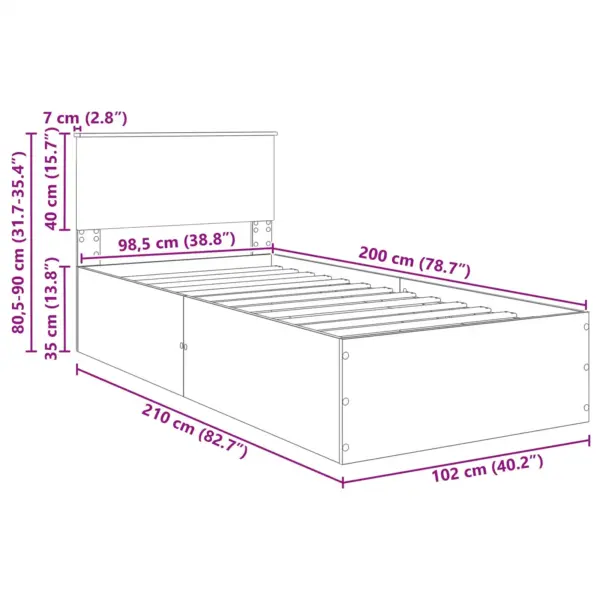 Voodiraam peatsiga, pruun tamme toon, 120 x 200 cm, tehispuit – 13