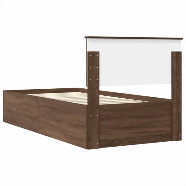 Voodiraam peatsiga, pruun tamme toon, 120 x 200 cm, tehispuit – 9