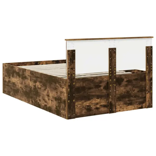 Tehispuidust voodiraam peatsiga, suitsetatud tamme toon, 135 x 190 cm – 9