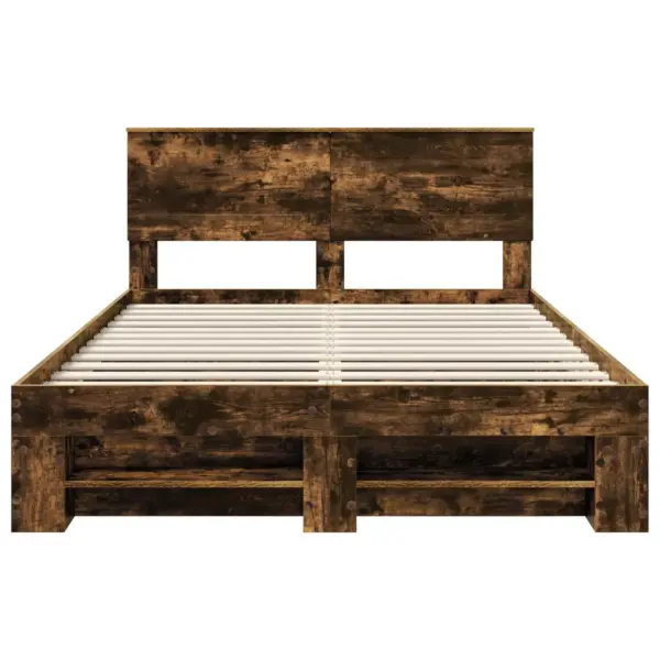 Voodiraam peatsiga, suitsetatud tamme tooni tehispuit, 140 x 200 cm – 8