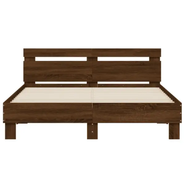 Voodiraam peatsiga, pruun tamm, tehispuidust, 150 x 200 cm – 5