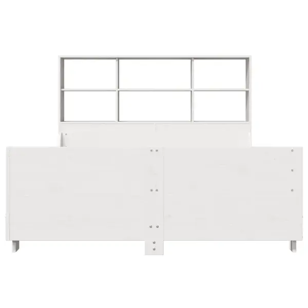 Valge täismännipuidust voodiraam raamaturiiuliga peatsiga, 120 x 200 cm, liistudega põhi – 4