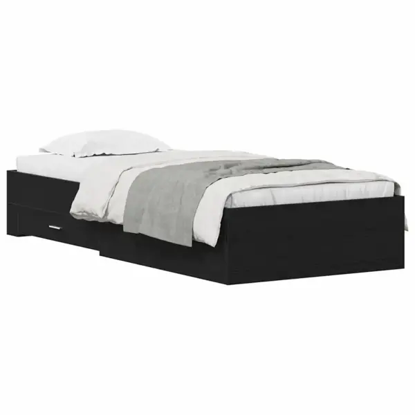 Lai üheinimese voodiraam sahtliga, must tamm, 100 x 200 cm, tehispuit – 2