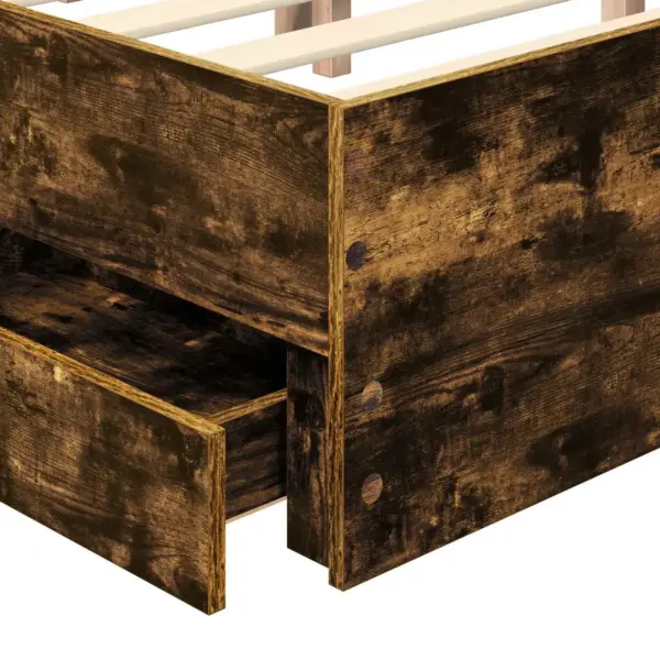 Voodiraam sahtliga, 180 x 200 cm, suitsetatud tamme viimistlusega inseneripuit – 11