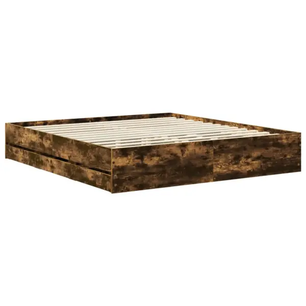 Voodiraam sahtliga, 180 x 200 cm, suitsetatud tamme viimistlusega inseneripuit – 6