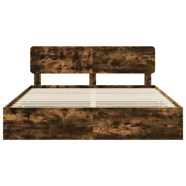 Voodiraam sahtliga, 180 x 200 cm, suitsetatud tamme viimistlusega inseneripuit – 8