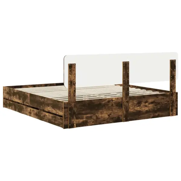 Voodiraam sahtliga, 180 x 200 cm, suitsetatud tamme viimistlusega inseneripuit – 10