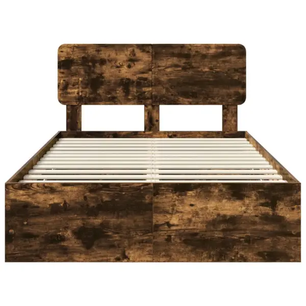 Voodiraam sahtliga ja peatsiga, suitsetatud tamm, insenerpuit, 135 x 190 cm – 8