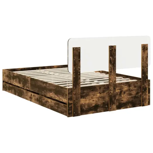 Voodiraam sahtliga ja peatsiga, suitsetatud tamm, insenerpuit, 135 x 190 cm – 10