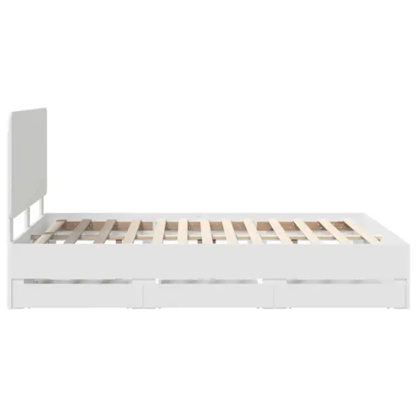 Valge voodiraam sahtliga ja peatsiga, insenerpuit, 140 x 200 cm – 9