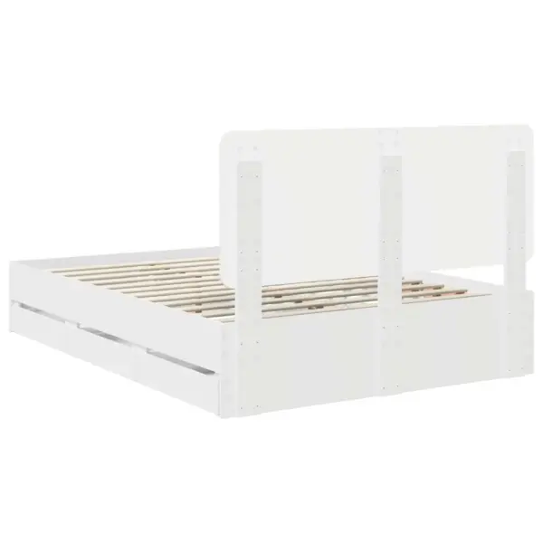 Valge voodiraam sahtliga ja peatsiga, insenerpuit, 140 x 200 cm – 10