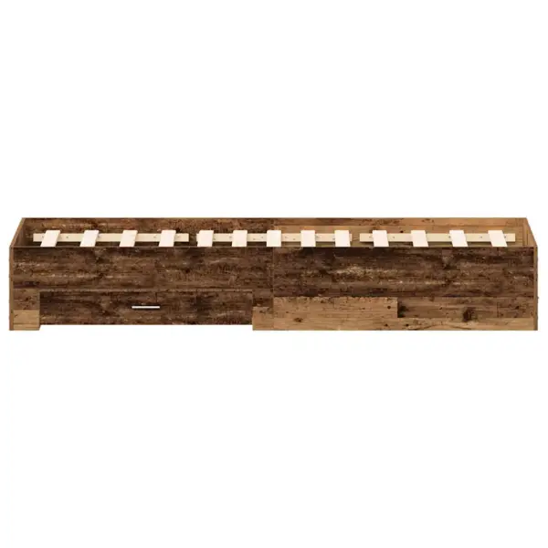 Voodiraam sahtlitega, vana puidu toon, tehispuit, 120 x 190 cm, liistudega põhi, kandevõime 220 kg – 6