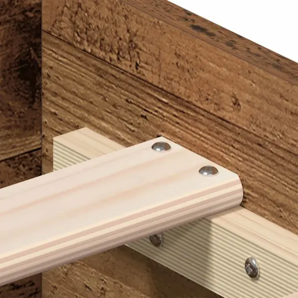 Voodiraam sahtlitega, vana puidu toon, tehispuit, 120 x 190 cm, liistudega põhi, kandevõime 220 kg – 8