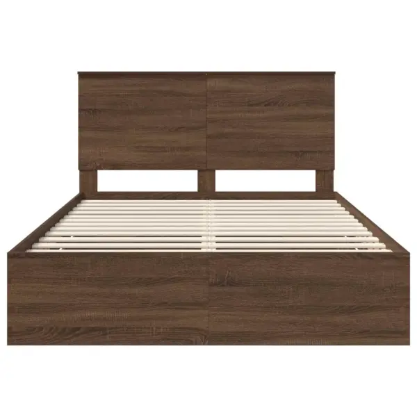 Insenerpuidust voodiraam sahtlitega ja peatsiga, pruun tamm, 140 x 190 cm – 8