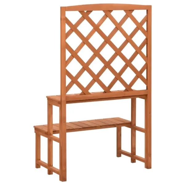 Võrega taimeriiul kahel tasapinnal, nulupuit, 70 x 42 x 115 cm – 4