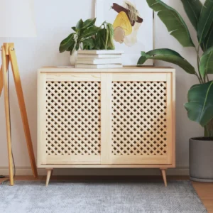 Võrestikuga männipuidust kapiuksed, töötlemata, 2 tk, 49,5 x 69 cm