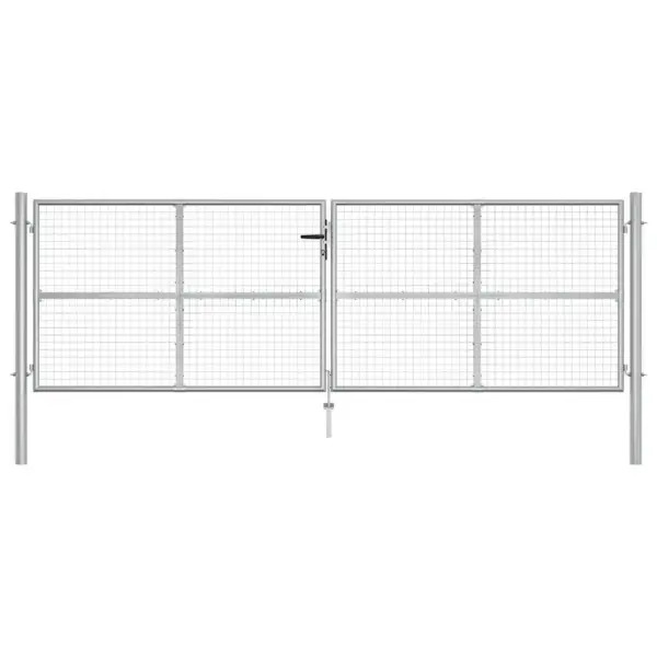 Võrgust aiavärav tsingitud terasest, hõbedane, ukseava 400 x 125 cm – 2