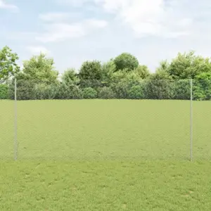 Võrkaia komplekt postidega, hõbedane teras, 1,4 x 50 m