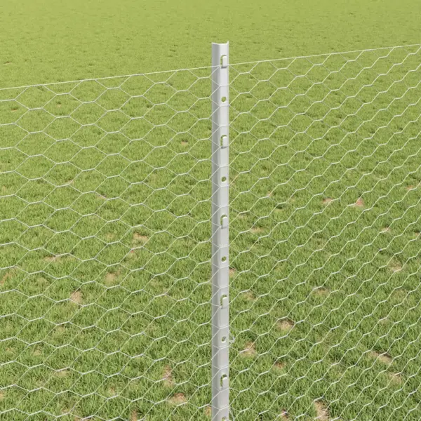 Võrkaia komplekt postidega, hõbedane teras, 1,4 x 50 m – 4