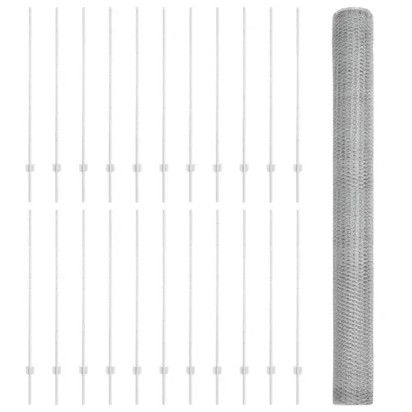 Võrkaia komplekt postidega, hõbedane teras, 1,4 x 50 m – 5