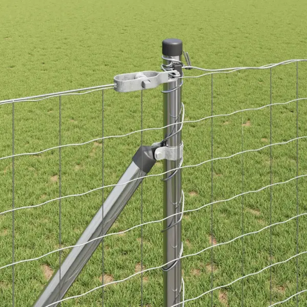 Võrkaiakomplekt postide ja tarvikutega, hõbedane teras, 1,2 x 10 m – 4