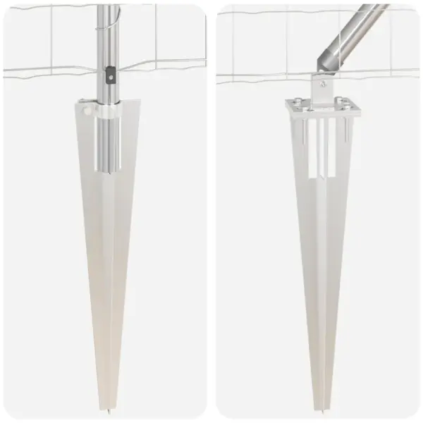 Võrkaiakomplekt postide ja tarvikutega, hõbedane teras, 1,2 x 10 m – 9